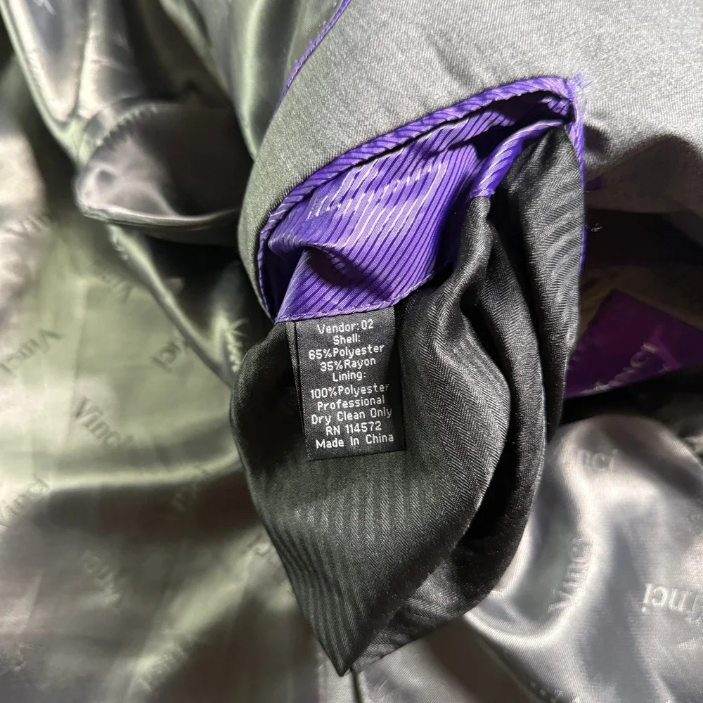 Vinci Blazer 42L Gray Modern Fit Sport Coat Designed in Italy